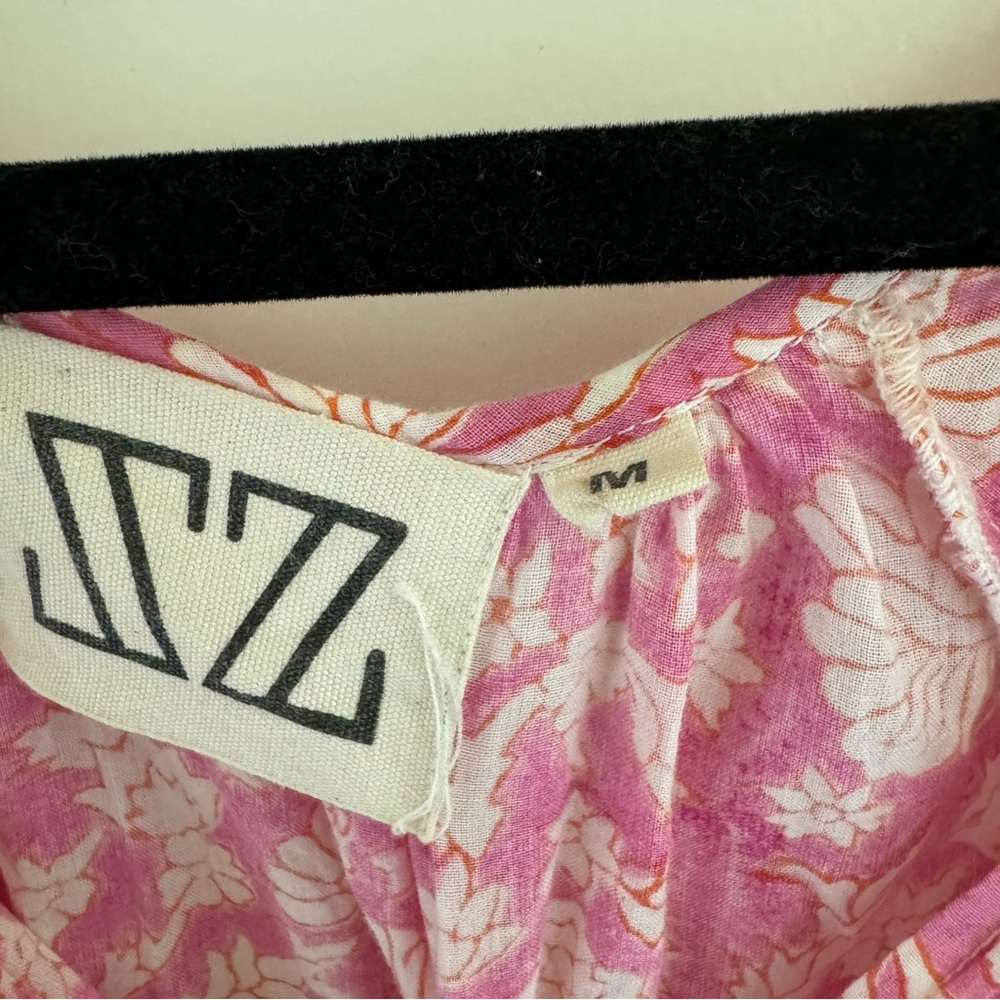 SZ Blockprint Tuckernuck Pink, White, Orange Mini Dress | M - Picture 3 of 6